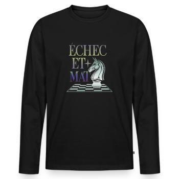 Echec et Mat - T-shirt manches longues Premium bio Homme - noir - Devant - Nico (187cm)