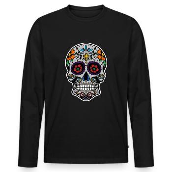 Sugar Skull - Men's Premium Organic Long Sleeve Shirt - black - Front - Nico (187cm)