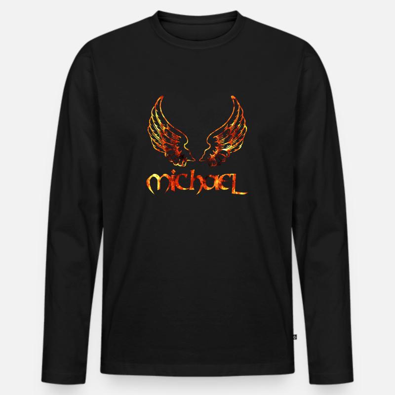 erzengel michael feuer - Männer Premium Bio Langarmshirt - Schwarz