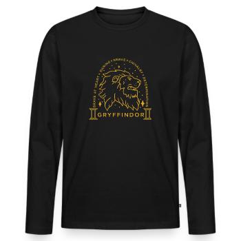Harry Potter Gryffindor Coat of Arms - Men's Premium Organic Long Sleeve Shirt - black - Front - Nico (187cm)