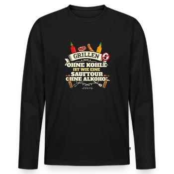 Grillen ohne Kohle Bier - Männer Premium Bio Langarmshirt - Schwarz - Vorne - Nico (187cm)
