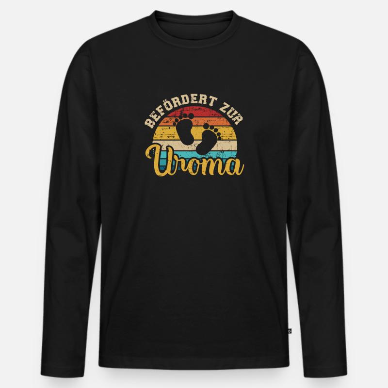 Uroma - Männer Premium Bio Langarmshirt - Schwarz