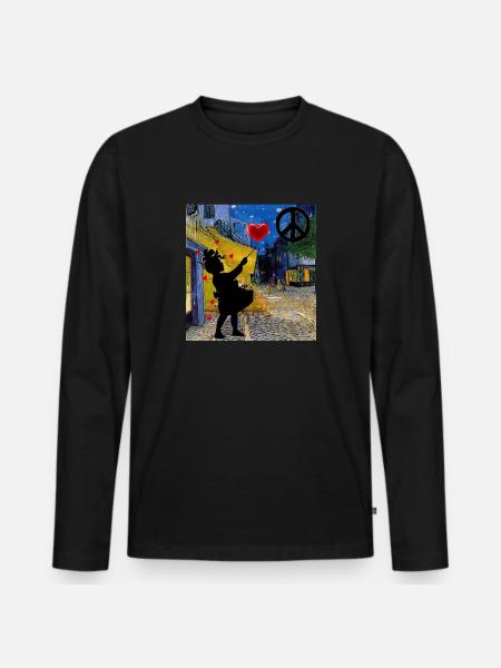 berühmte Kunst, banksy Mädchen, banksy, van gogh - Männer Premium Bio Langarmshirt - Schwarz