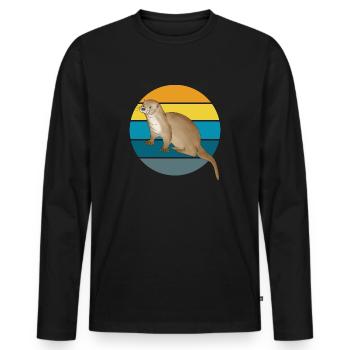 Loutre vintage rétro - T-shirt manches longues Premium bio Homme - noir - Devant - Nico (187cm)