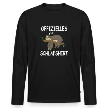 Faultier Schlafshirt Schlafanzug Nachthemd Pyjama - Männer Premium Bio Langarmshirt - Schwarz - Vorne - Nico (187cm)