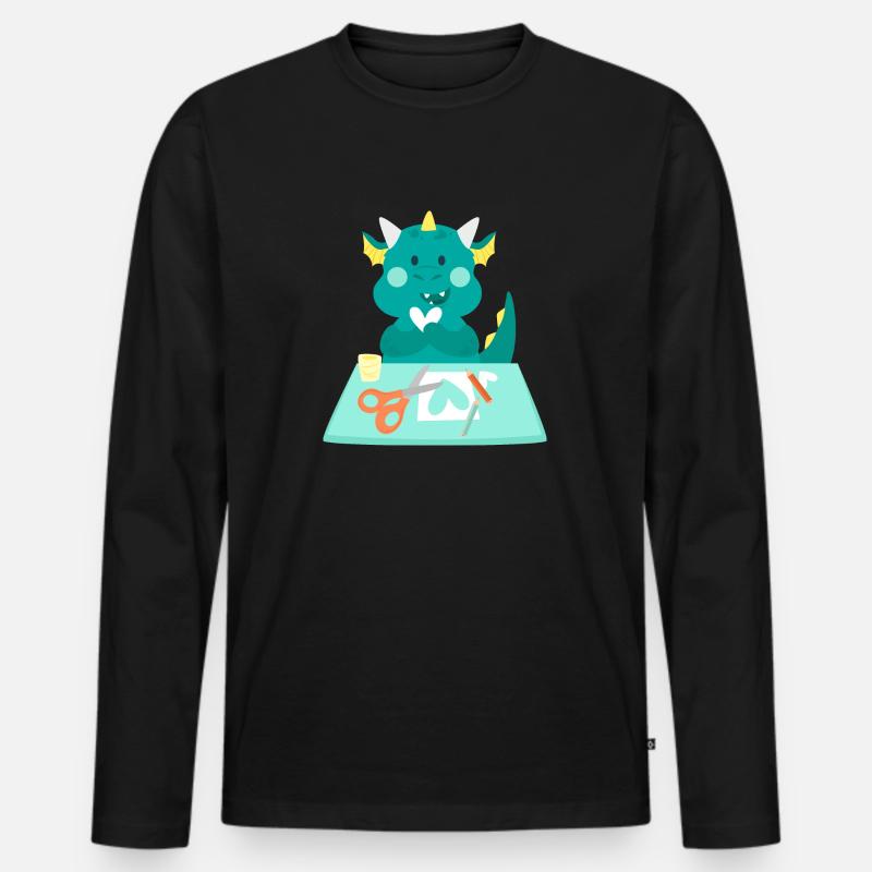 Drache an einer Handwerksstation - Männer Premium Bio Langarmshirt - Schwarz