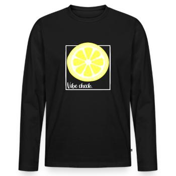 Vibe check lemon - Men's Premium Organic Long Sleeve Shirt - black - Front - Nico (187cm)