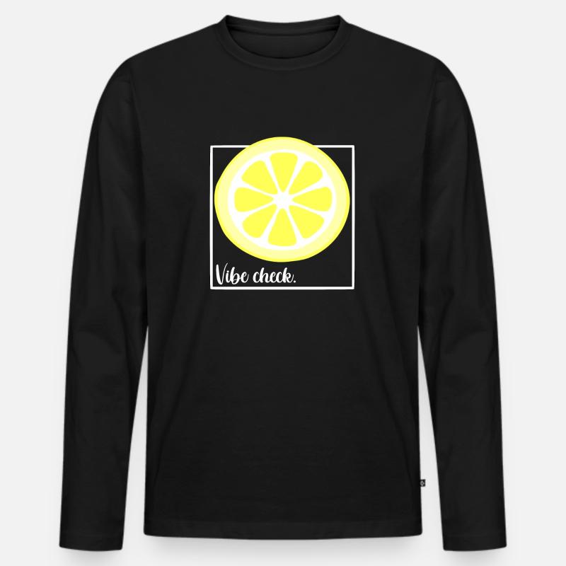 Vibe Check Zitrone - Männer Premium Bio Langarmshirt - Schwarz
