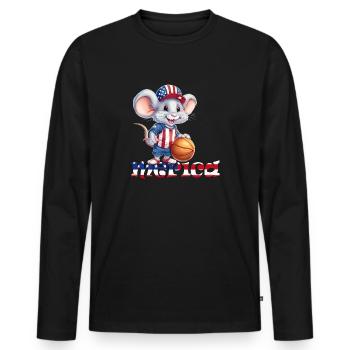 Merica Independence Day 4th of Juillet Baseball Mouse - T-shirt manches longues Premium bio Homme - noir - Devant - Nico (187cm)