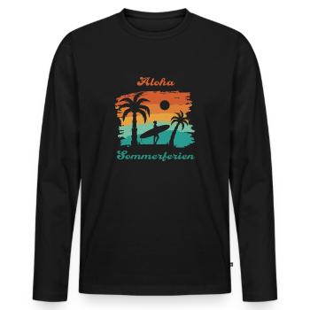 Aloha Sommerferien Surferin Strand Ferien - Männer Premium Bio Langarmshirt - Schwarz - Vorne - Nico (187cm)