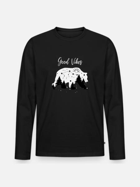 Good vibes - Männer Premium Bio Langarmshirt - Schwarz
