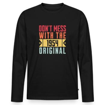1954 Original birthday gift - Men's Premium Organic Long Sleeve Shirt - black - Front - Nico (187cm)