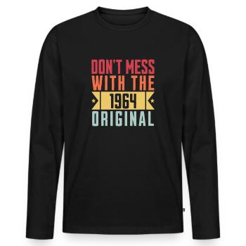 1964 Original Birthday Gift - Men's Premium Organic Long Sleeve Shirt - black - Front - Nico (187cm)