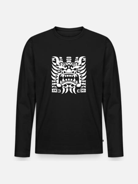 Drachenkopf Bold Fusion - Männer Premium Bio Langarmshirt - Schwarz