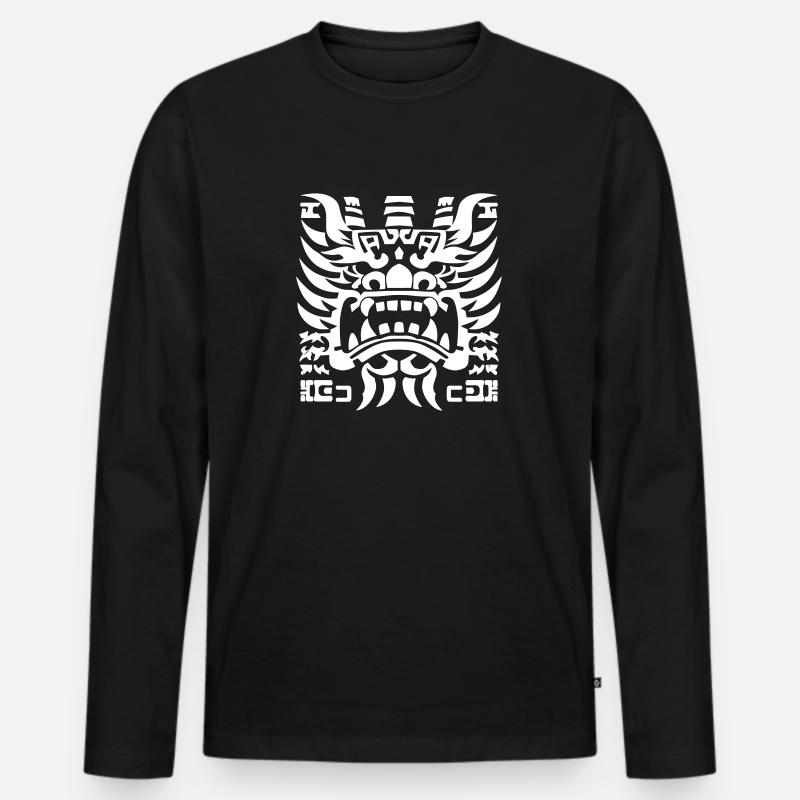 Drachenkopf Bold Fusion - Männer Premium Bio Langarmshirt - Schwarz