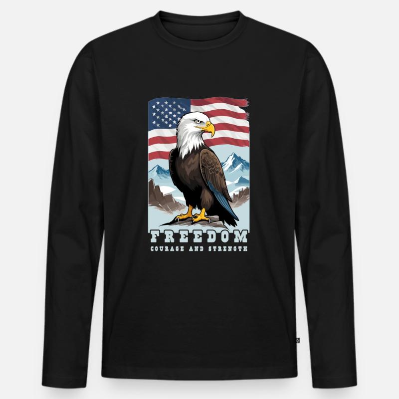 Weißkopfseeadler - Männer Premium Bio Langarmshirt - Schwarz