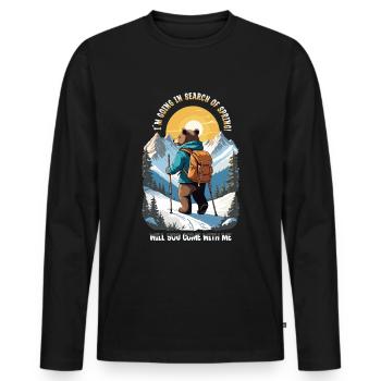 L’ours cherche le printemps - T-shirt manches longues Premium bio Homme - noir - Devant - Nico (187cm)