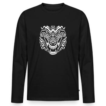 Alligator's Head : Blackwater Guardian - Men's Premium Organic Long Sleeve Shirt - black - Front - Nico (187cm)