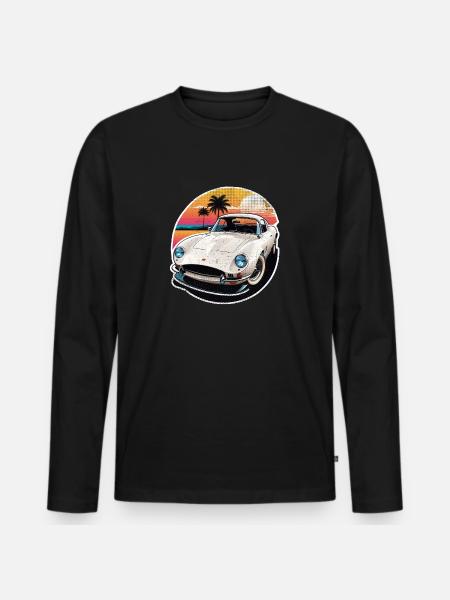 Oldtimer Sonnenuntergang - Männer Premium Bio Langarmshirt - Schwarz