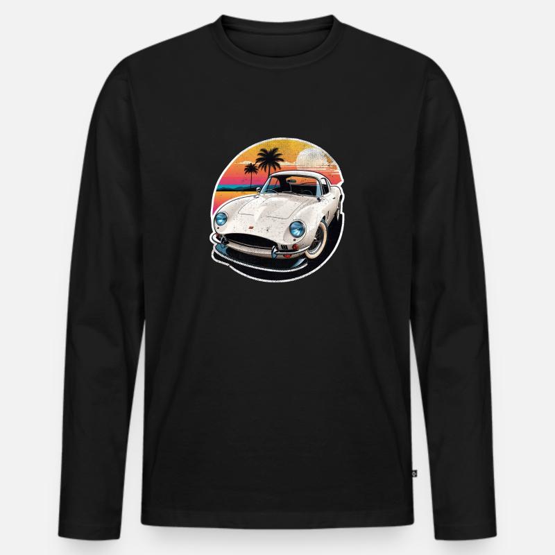 Oldtimer Sonnenuntergang - Männer Premium Bio Langarmshirt - Schwarz