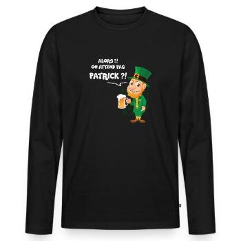 Saint Patrick Day - T-shirt manches longues Premium bio Homme - noir - Devant - Nico (187cm)