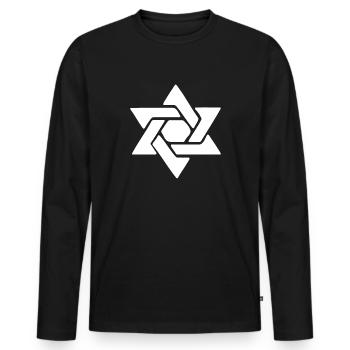 Étoile de David - T-shirt manches longues Premium bio Homme - noir - Devant - Nico (187cm)