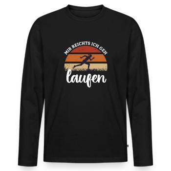 mir reichts ich geh laufen - Männer Premium Bio Langarmshirt - Schwarz - Vorne - Nico (187cm)