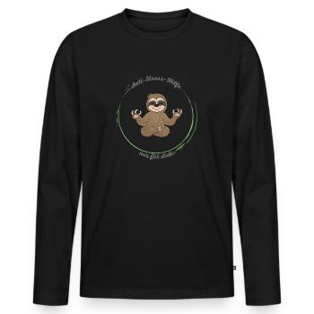 Anti Stress Faultier - Männer Premium Bio Langarmshirt - Schwarz - Vorne - Nico (187cm)