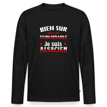 Je suis formidable je suis alsacien cadeau alsace - T-shirt manches longues Premium bio Homme - noir - Devant - Nico (187cm)