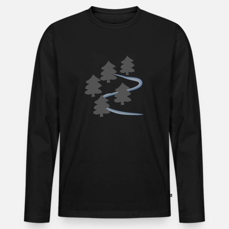 Wald und Fluss - Männer Premium Bio Langarmshirt - Schwarz