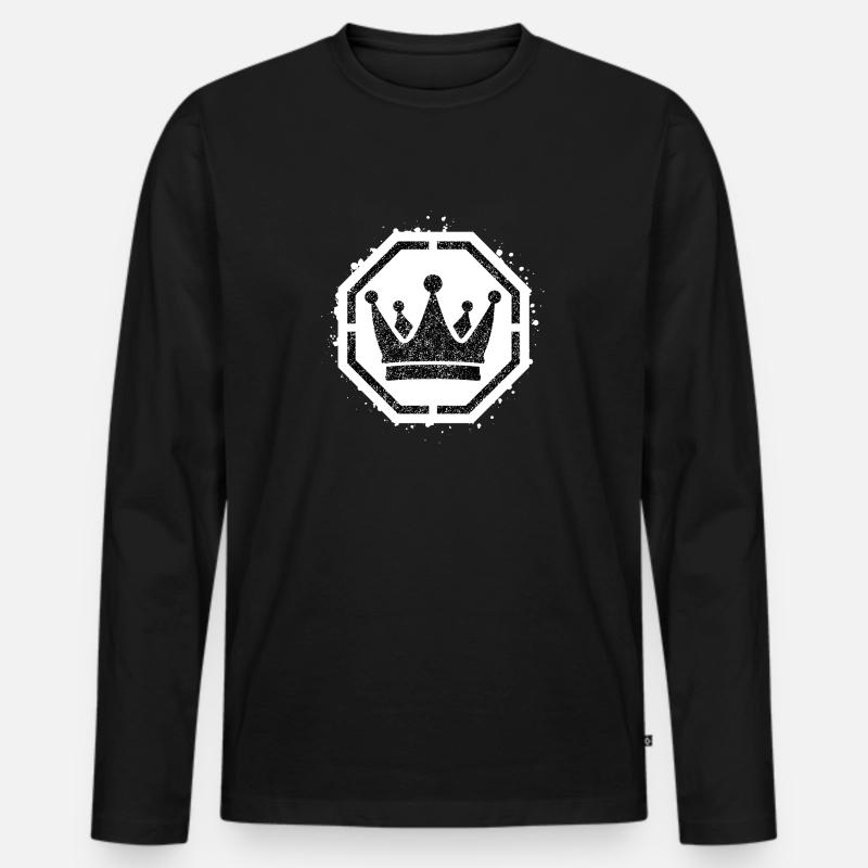 Schwammschablone Krone im Achteck - Männer Premium Bio Langarmshirt - Schwarz