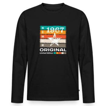 Jahrgang 1967 Retro - Männer Premium Bio Langarmshirt - Schwarz - Vorne - Nico (187cm)