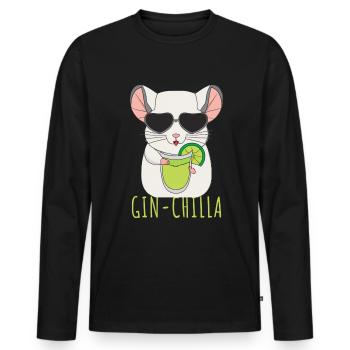 Gin- Chinchilla Gin - Männer Premium Bio Langarmshirt - Schwarz - Vorne - Nico (187cm)