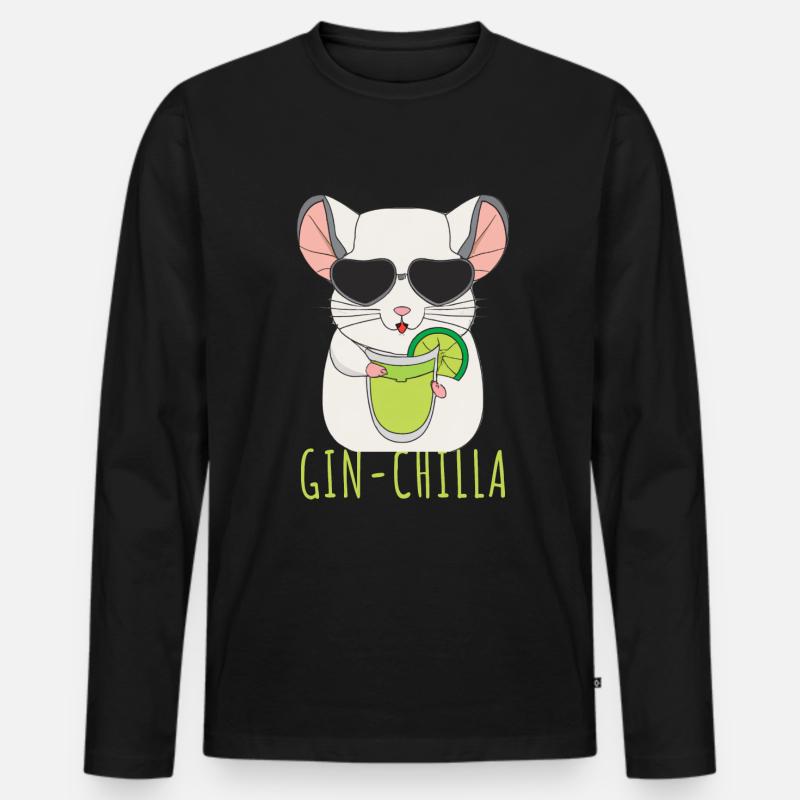 Gin- Chinchilla Gin - Männer Premium Bio Langarmshirt - Schwarz