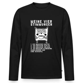 Lustige Katze Stimmung Kaffee Büro Geschenk Fun - Männer Premium Bio Langarmshirt - Schwarz - Vorne - Nico (187cm)
