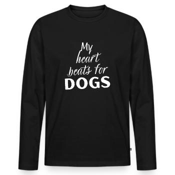 Dogs - Cadeau Humour T-shirt Message Chiens - T-shirt manches longues Premium bio Homme - noir - Devant - Nico (187cm)