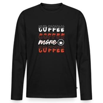 KAFFEE KAFFEE UND MOR-KAFFEE - Männer Premium Bio Langarmshirt - Schwarz - Vorne - Nico (187cm)