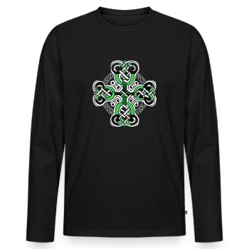 Croix celte grand design - T-shirt manches longues Premium bio Homme - noir - Devant - Nico (187cm)