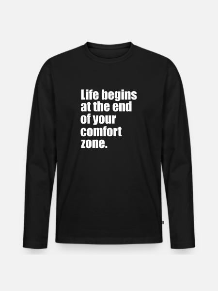 Life begins quote - Men's Premium Organic Long Sleeve Shirt - black