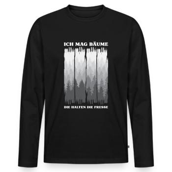 Ich mag Bäume! Lustiger Spruch Wald Natur Funshirt - Männer Premium Bio Langarmshirt - Schwarz - Vorne - Nico (187cm)