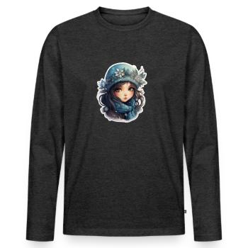 Marie de glace - T-shirt manches longues Premium bio Homme - anthracite chiné - Devant - Nico (187cm)