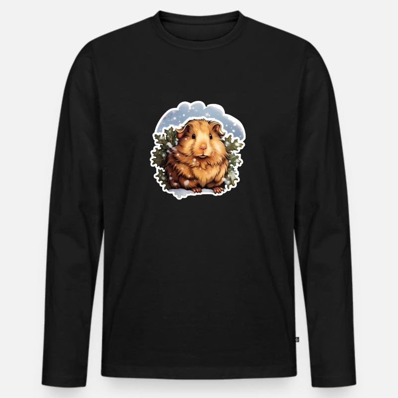 Winterliches Meerschweinchen - Männer Premium Bio Langarmshirt - Schwarz