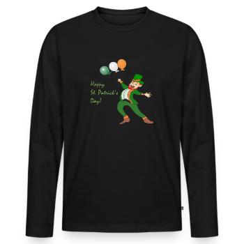 Bonne fête de la Saint-Patrick - T-shirt manches longues Premium bio Homme - noir - Devant - Nico (187cm)