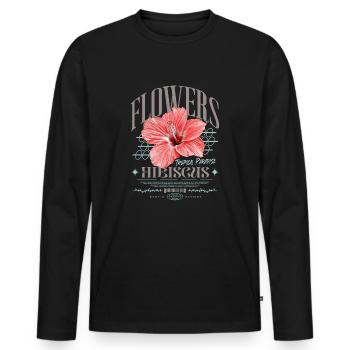 Hibiskusblüte Hibiskus Blume - Männer Premium Bio Langarmshirt - Schwarz - Vorne - Nico (187cm)