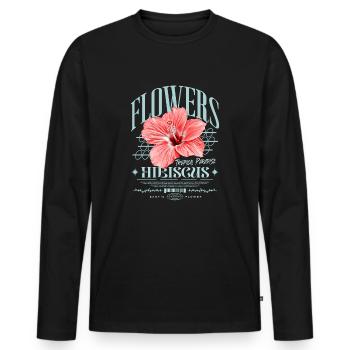 Hibiskusblüte Hibiskus Blume - Männer Premium Bio Langarmshirt - Schwarz - Vorne - Nico (187cm)