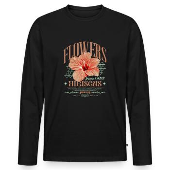 Fleur d’hibiscus Fleur d’hibiscus - T-shirt manches longues Premium bio Homme - noir - Devant - Nico (187cm)