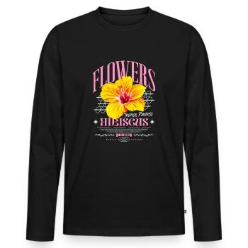 Fleur d’hibiscus Fleur d’hibiscus - T-shirt manches longues Premium bio Homme - noir - Devant - Nico (187cm)