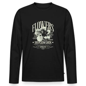 Hibiscus Flower Hibiscus Flower - Men's Premium Organic Long Sleeve Shirt - black - Front - Nico (187cm)