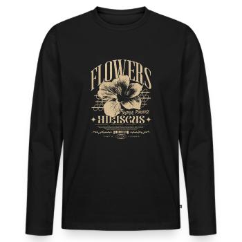 Hibiskusblüte Hibiskus Blume - Männer Premium Bio Langarmshirt - Schwarz - Vorne - Nico (187cm)