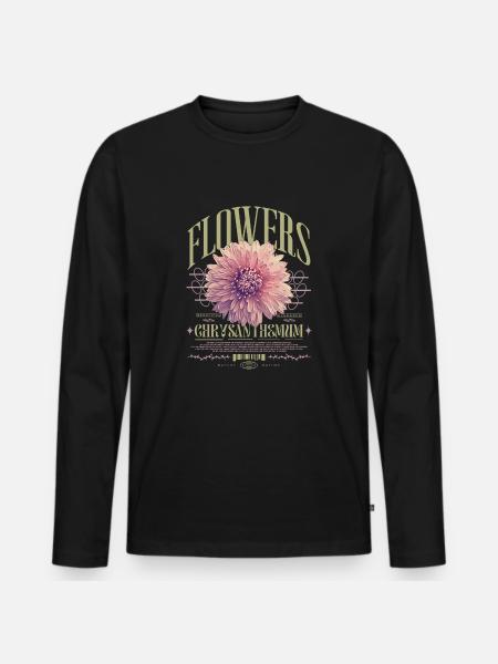Chrysanthème Fleurs de chrysanthème - T-shirt manches longues Premium bio Homme - noir